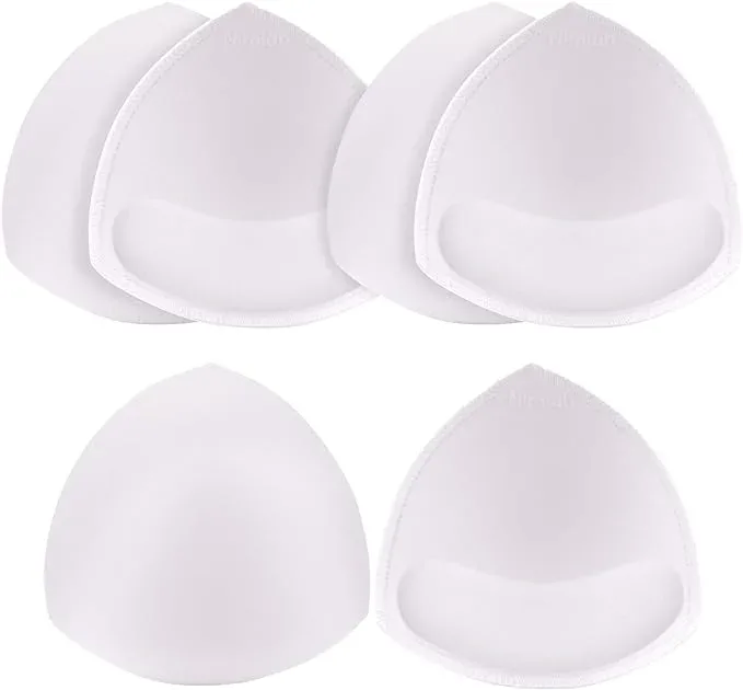 Nimiah Bra Pads Insert 3 Pairs Sewn Edge Bra Inserts AB, CD, DE Cups | Swimsuit Replacement Pad Beige Black White Optional – White