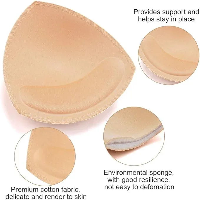 Nimiah Bra Pads Insert 3 Pairs Sewn Edge Bra Inserts AB, CD, DE Cups | Swimsuit Replacement Pad Beige Black White Optional -Padding 3 Color 3 Pairs - Image 3