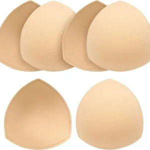 Nimiah Bra Pads Insert 3 Pairs Sewn Edge Bra Inserts AB, CD, DE Cups | Swimsuit Replacement Pad Beige Black White Optional – Beige