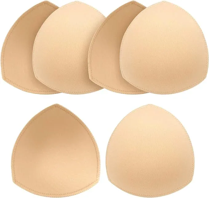 Nimiah Bra Pads Insert 3 Pairs Sewn Edge Bra Inserts AB, CD, DE Cups | Swimsuit Replacement Pad Beige Black White Optional – Beige