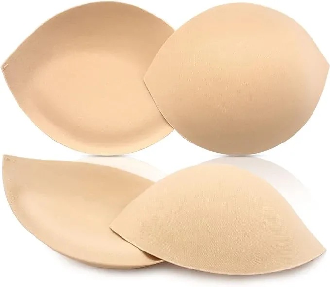 Bra Pads Inserts Breast Enhancers – 2 Pairs Push up Swimsuit Pads Add 1-2 Cups Size Fits AB, C, D Cup | Beige Black Optional – Beige