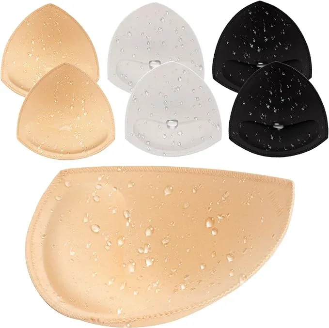 Nimiah Waterproof Swimsuit Bra Inserts Pads Removable Bathing Suit Insert 3 Pairs Bikini Push up Inserts – Beige-black-white
