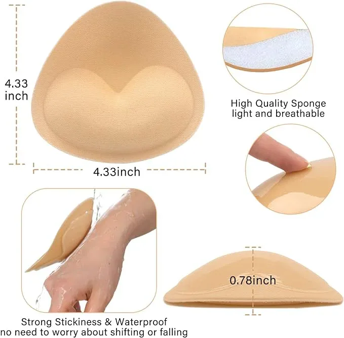 Nimiah Silicone Bra Inserts 3 Pairs Waterproof Push-up Breast Enhancers | Removable Sticky Bra Cups for Bikinis - Image 3